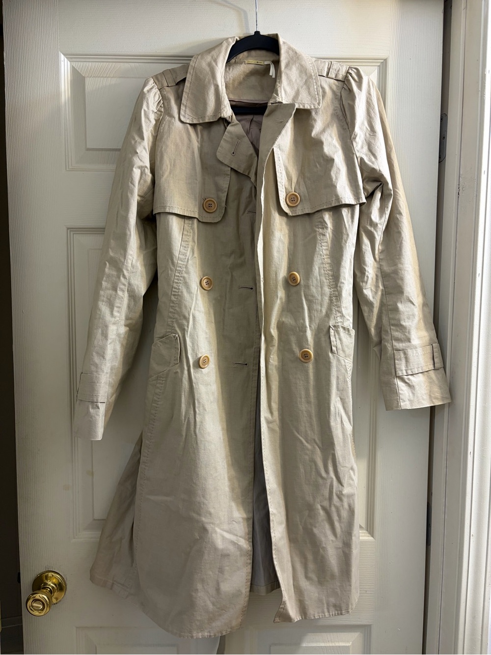 Women's Classic Beige Trench Coat - Lightweight Double-Breasted